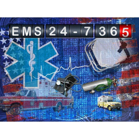 EMS 24-7 365 White Modern Wood Framed Art Print by Baldwin, Jim