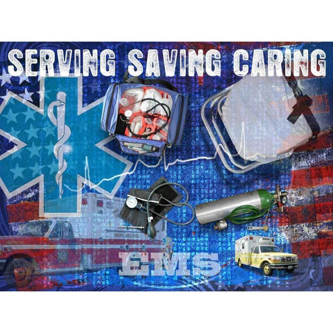 Serving Saving Caring Black Modern Wood Framed Art Print with Double Matting by Baldwin, Jim