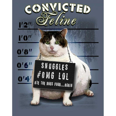 Convicted Feline Gold Ornate Wood Framed Art Print with Double Matting by Baldwin, Jim