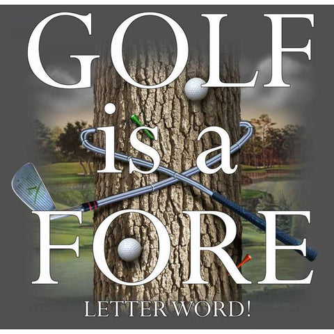 Fore Letter Golf Black Modern Wood Framed Art Print with Double Matting by Baldwin, Jim