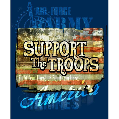 Support the Troops White Modern Wood Framed Art Print by Baldwin, Jim