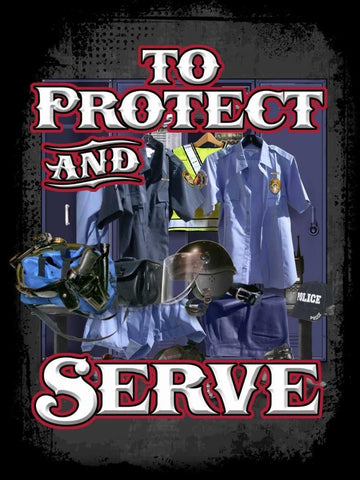 Protect and Serve Black Ornate Wood Framed Art Print with Double Matting by Baldwin, Jim