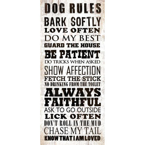 Dog Rules White Modern Wood Framed Art Print by Baldwin, Jim