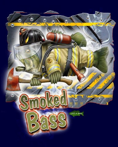 Smoked Bass White Modern Wood Framed Art Print with Double Matting by Baldwin, Jim