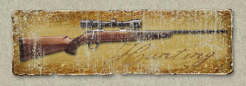 Hunting Rifle Black Ornate Wood Framed Art Print with Double Matting by Baldwin, Jim