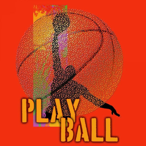 Play Ball - Basketball White Modern Wood Framed Art Print by Baldwin, Jim