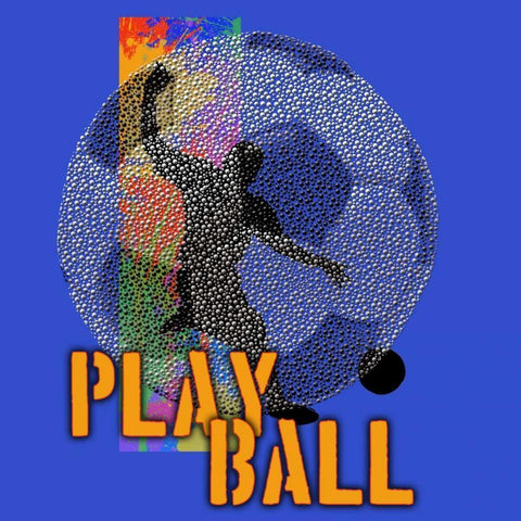 Play Ball - Soccer Black Modern Wood Framed Art Print with Double Matting by Baldwin, Jim