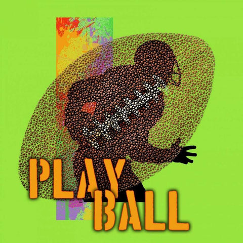 Play Ball - Football Black Ornate Wood Framed Art Print with Double Matting by Baldwin, Jim