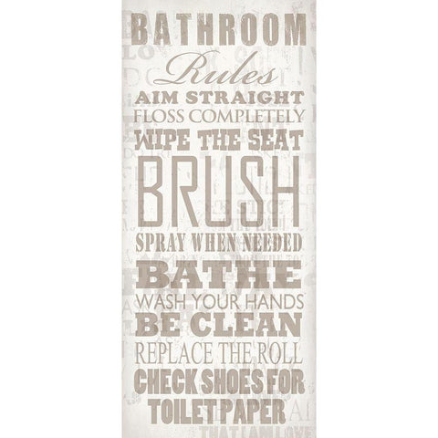 Bathroom Rules Black Modern Wood Framed Art Print with Double Matting by Baldwin, Jim