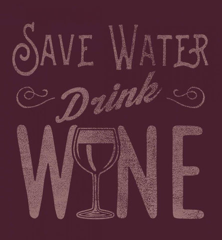 Save Water, Drink Wine Black Ornate Wood Framed Art Print with Double Matting by Baldwin, Jim