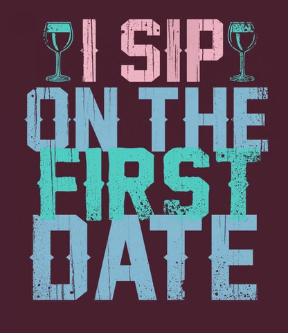 Sip on the First Date White Modern Wood Framed Art Print with Double Matting by Baldwin, Jim