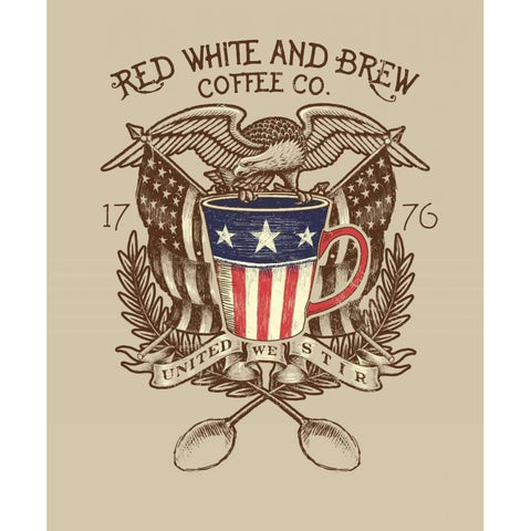 Red, White and Brew Gold Ornate Wood Framed Art Print with Double Matting by Baldwin, Jim