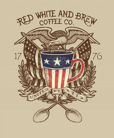 Red, White and Brew Black Ornate Wood Framed Art Print with Double Matting by Baldwin, Jim