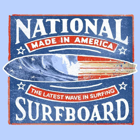 National Surfboard Black Modern Wood Framed Art Print with Double Matting by Baldwin, Jim