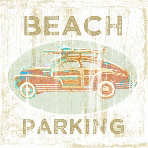 Beach Parking Black Modern Wood Framed Art Print with Double Matting by Baldwin, Jim