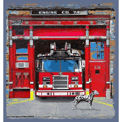 Engine Co. 74 White Modern Wood Framed Art Print by Baldwin, Jim