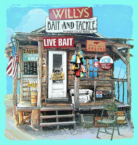 Willys Bait and Tackle White Modern Wood Framed Art Print with Double Matting by Baldwin, Jim