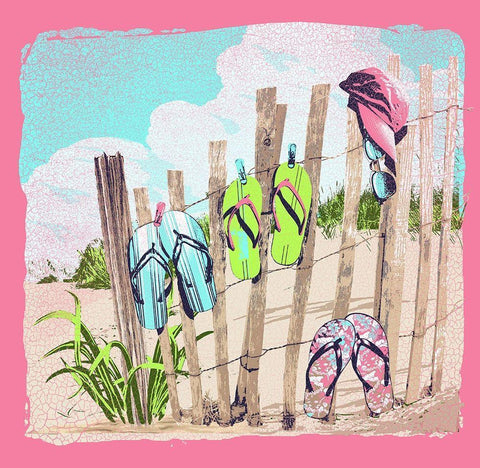 Flops on a Fence Black Ornate Wood Framed Art Print with Double Matting by Baldwin, Jim