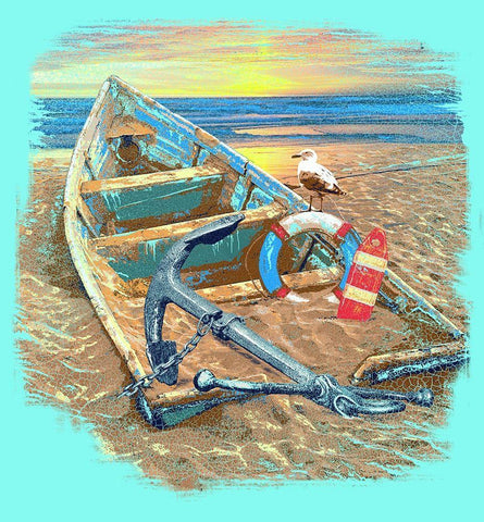 Shipwrecked White Modern Wood Framed Art Print with Double Matting by Baldwin, Jim