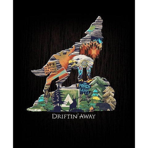 Wolf Black Modern Wood Framed Art Print by Baldwin, Jim