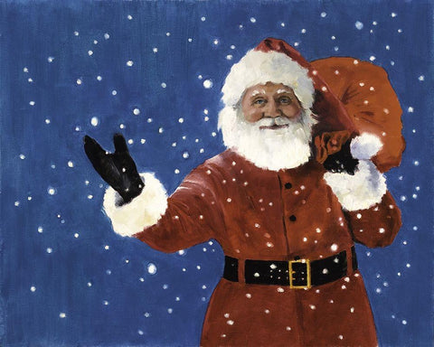 Santa Black Ornate Wood Framed Art Print with Double Matting by Rideout, Candy
