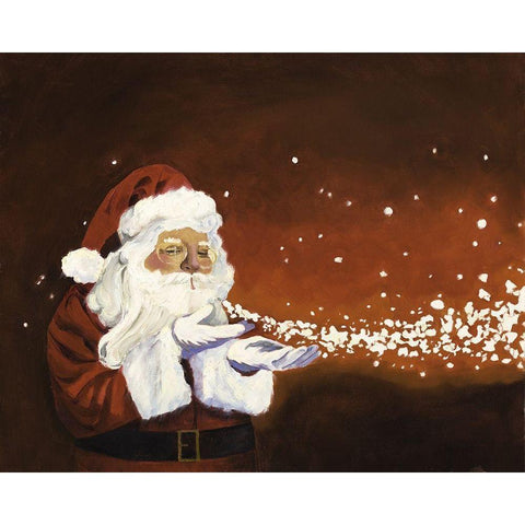 Santa Magic Gold Ornate Wood Framed Art Print with Double Matting by Rideout, Candy