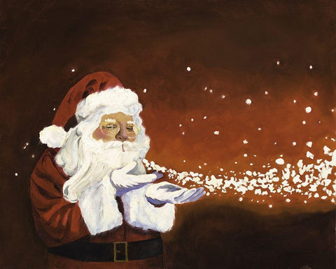 Santa Magic White Modern Wood Framed Art Print with Double Matting by Rideout, Candy
