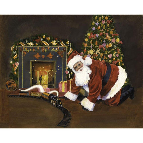 Santa Train White Modern Wood Framed Art Print by Rideout, Candy