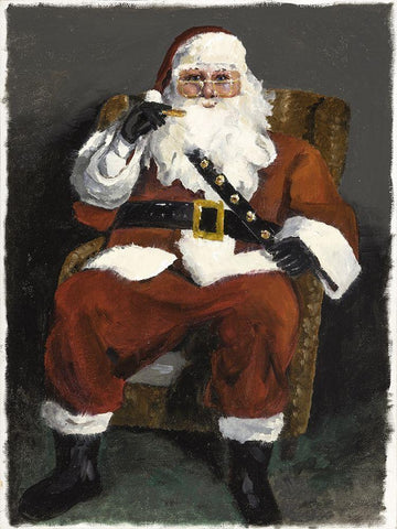 Santa Snack White Modern Wood Framed Art Print with Double Matting by Rideout, Candy