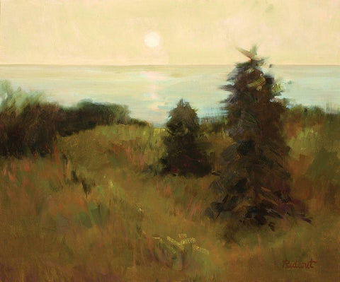 Sunset White Modern Wood Framed Art Print with Double Matting by Rideout, Candy