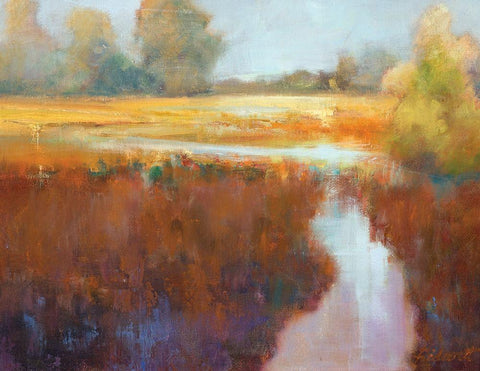 Running River White Modern Wood Framed Art Print with Double Matting by Candy Rideout