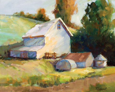 Farmhouse White Modern Wood Framed Art Print with Double Matting by Candy Rideout