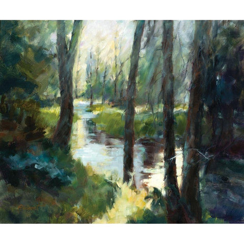 Serene Black Modern Wood Framed Art Print with Double Matting by Candy Rideout