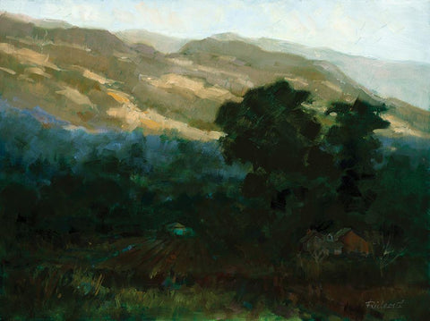 Mountain View White Modern Wood Framed Art Print with Double Matting by Candy Rideout