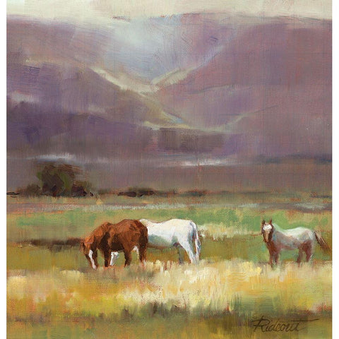Field of Horses White Modern Wood Framed Art Print by Candy Rideout