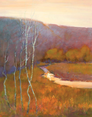 Spice Landscape White Modern Wood Framed Art Print with Double Matting by Candy Rideout