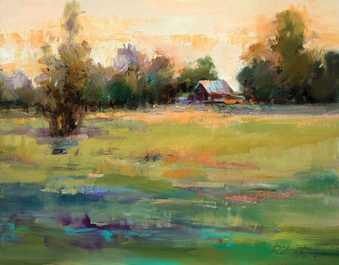 Field of Green White Modern Wood Framed Art Print with Double Matting by Candy Rideout