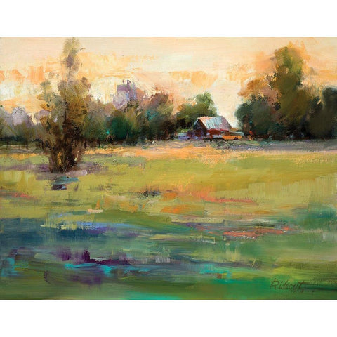 Field of Green Black Modern Wood Framed Art Print with Double Matting by Candy Rideout