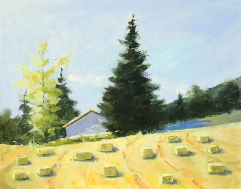 Hay White Modern Wood Framed Art Print with Double Matting by Candy Rideout