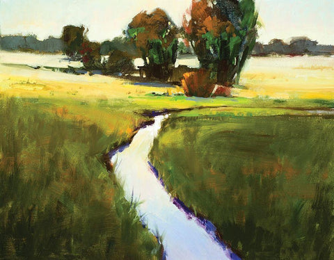 River Runs Through White Modern Wood Framed Art Print with Double Matting by Candy Rideout