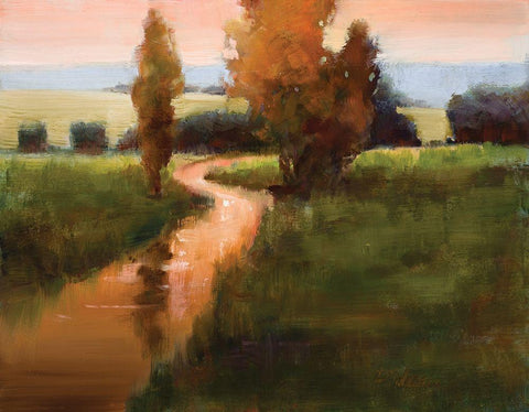 Sunset Marsh Black Ornate Wood Framed Art Print with Double Matting by Candy Rideout