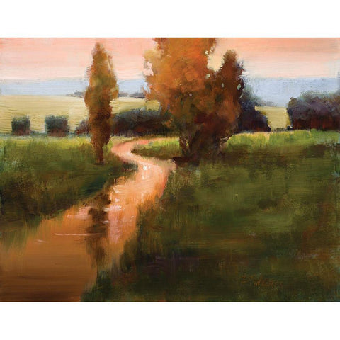 Sunset Marsh Gold Ornate Wood Framed Art Print with Double Matting by Candy Rideout