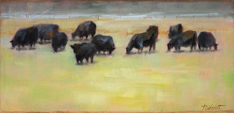 Cows are Out Black Ornate Wood Framed Art Print with Double Matting by Candy Rideout