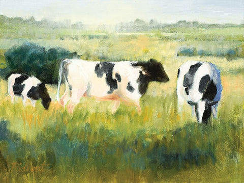 Cows are Out Black Ornate Wood Framed Art Print with Double Matting by Candy Rideout