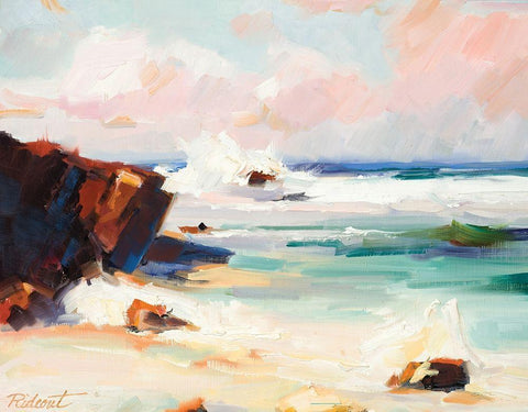 Beach Time White Modern Wood Framed Art Print with Double Matting by Candy Rideout