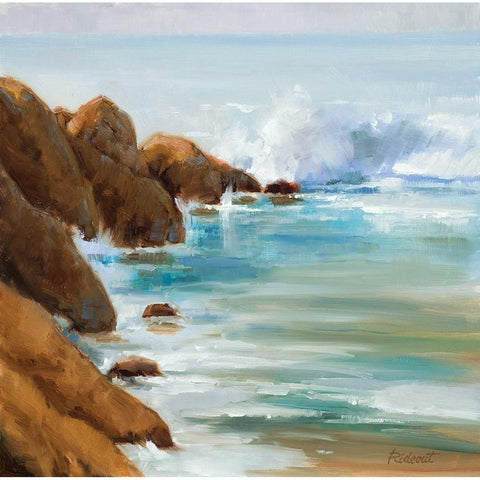 Crashing Waves Black Modern Wood Framed Art Print by Candy Rideout