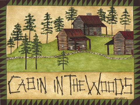 Cabin in the Woods Black Ornate Wood Framed Art Print with Double Matting by Shamp, Cindy