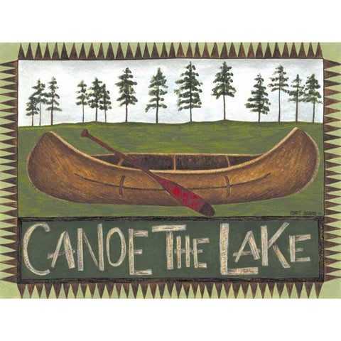 Canoe on the Lake Black Modern Wood Framed Art Print with Double Matting by Shamp, Cindy