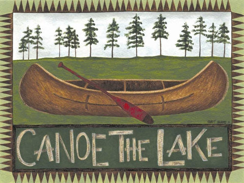 Canoe on the Lake Black Ornate Wood Framed Art Print with Double Matting by Shamp, Cindy