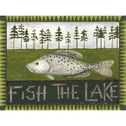 Fish the Lake Gold Ornate Wood Framed Art Print with Double Matting by Shamp, Cindy